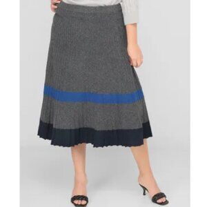 Brand NEW! Liz Claiborne Midi Skirt Gray Black Blue‎ XXL $54 Stretchy